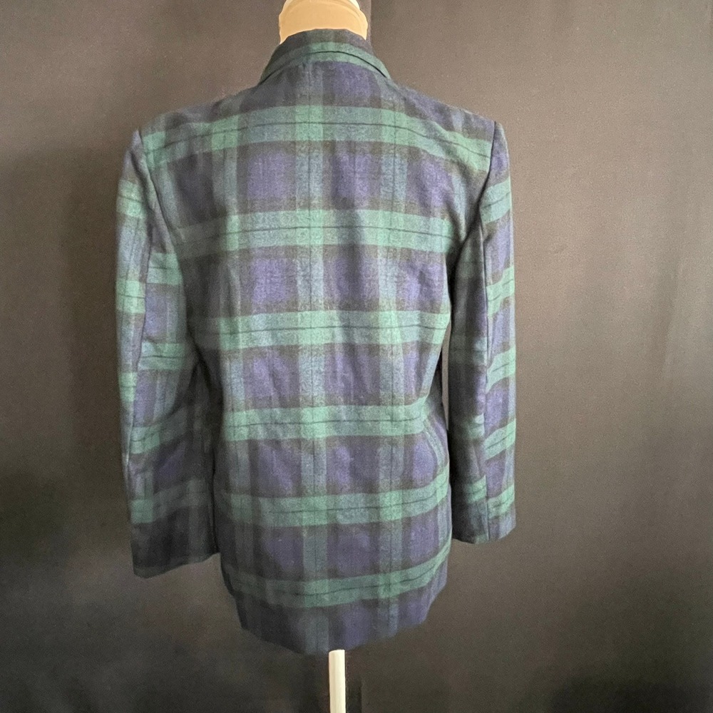 Unbranded Plaid Blazer Women S Green Blue Good Black Watch Tartan Made in Japan - Picture 4 of 6